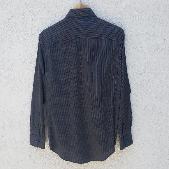 Calvin Klein Black & Grey Striped Dress Shirt - Picture 4 of 16